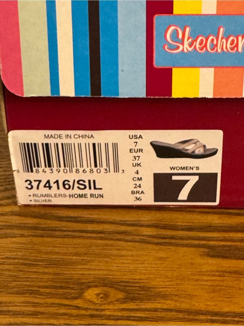 NIB Skechers Cali Rumblers Silver Metallic Strappy Wedge Sandals Size 7 - Picture 10 of 13